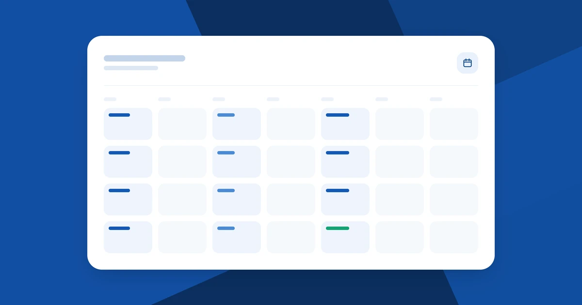 A month grid with posts placed across its days