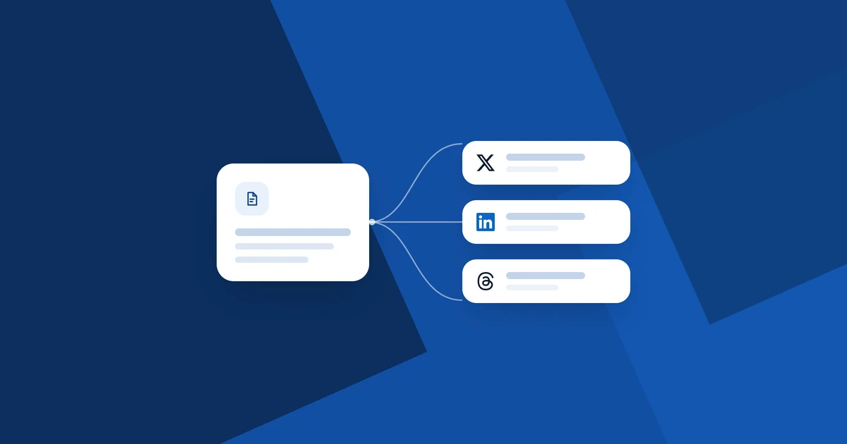 One idea fanning out into several differently shaped social posts